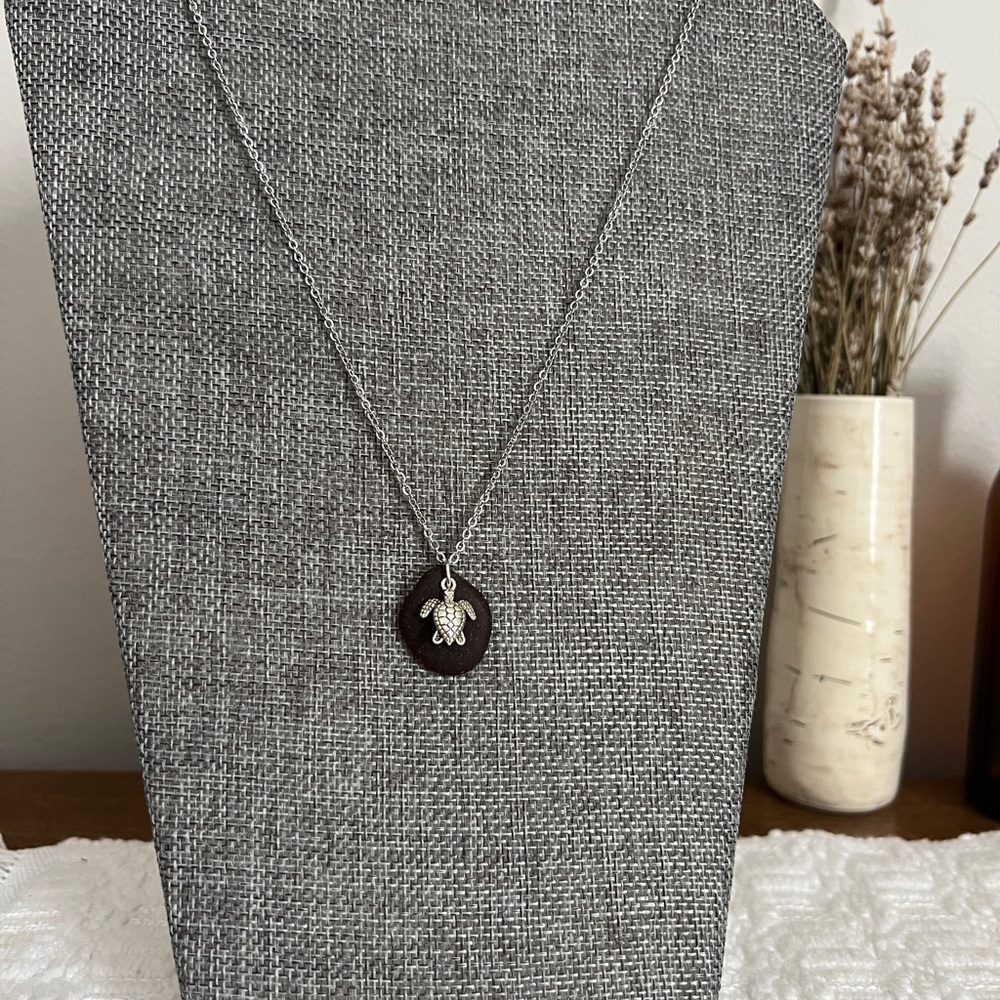 Genuine seaglass turtle necklace